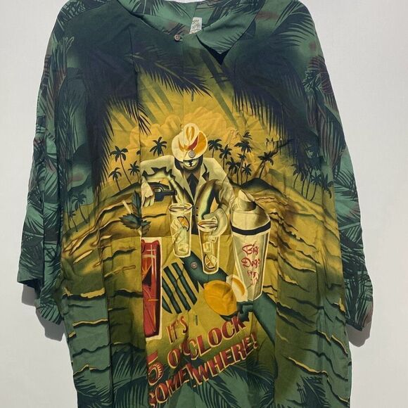 Big Dogs Men's Multicolor It's 5 O'Clock Somewhere Hawaiian Button-Up Shirt Size - Picture 1 of 8